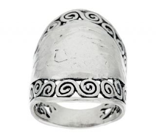 Or Paz Sterling Hammered and Scroll Textured Ring —
