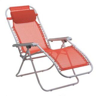 Pacific Outdoors La Chaise Folding Recliner  Orange Mesh with White Frame Sports & Outdoors