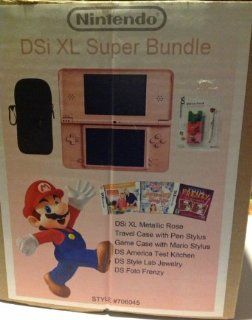 Nintendo Metallic Rose DSi XL Super Bundle with 3 games Video Games