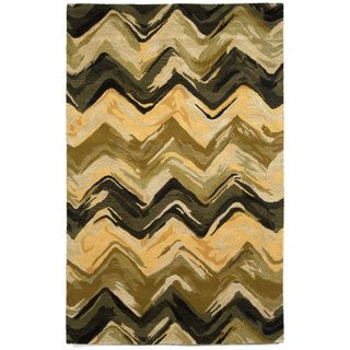 Transocean Painterly Charcoal/ Sage Indoor Rug (8 X 10) Black Size 8 x 10