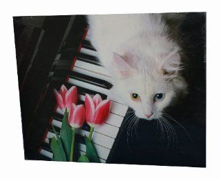 Great American Puzzle Company   Cat On Keys By Keith Kimberlin 550 Piece Puzzle   Features a White Cat Laying On Piano Keys with Pink Tulips Laying on the Piano. Toys & Games