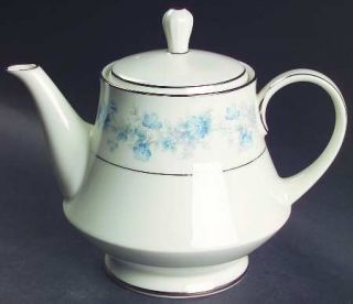 Noritake Splendor Teapot & Lid, Fine China Dinnerware   Blue & Lilac Floral,Plat