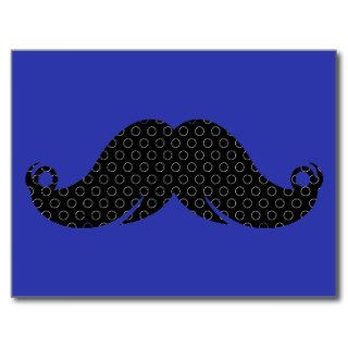 Black Mustache on Blue Background Postcard