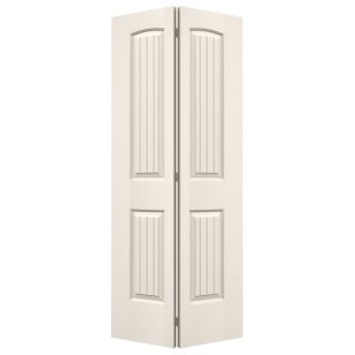 ReliaBilt 2 Panel Round Top Plank Hollow Core Smooth Molded Composite Bifold Closet Door (Common 80 in x 36 in; Actual 79 in x 35.5 in)