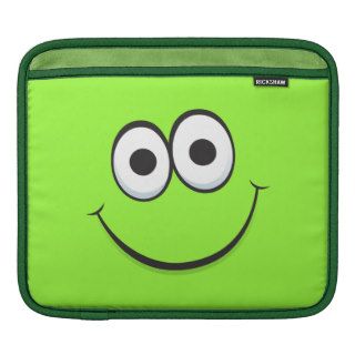 Green happy cartoon smiley face funny iPad sleeve