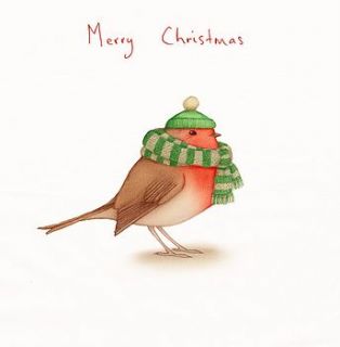 'wrapped up' robin christmas card by loveday designs