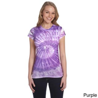 Tie dye Juniors Spun Polyester Moisture Management T shirt Purple Size L (12  14)