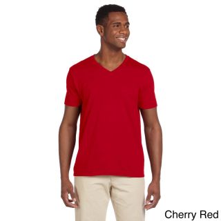 Gildan Mens Softstyle V neck T shirt Red Size XXL