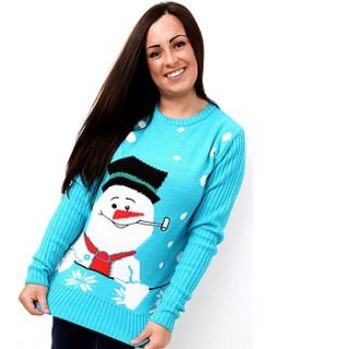 women's snowman christmas jumper by christmas jumper company