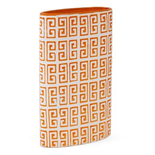 Elements 12 inch Orange Greek Key Ceramic Vase
