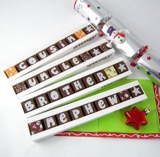 personalised christmas chocolates stick box by chocolate by cocoapod chocolate