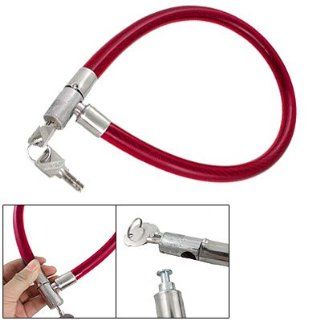 Bicycle Red Plastic Coated Steel Cable Lock w 2 Keys  Cable Bike Locks  Sports & Outdoors
