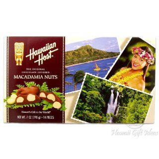 Hawaiian Host Scenic Chocolate Macadamias   2 boxesx 14 oz each box Total of 28 oz  Gourmet Chocolate Gifts  Grocery & Gourmet Food
