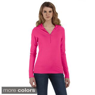 Bella Womens Cotton/ Spandex Half zip Hooded Pullover Sweater Black Size L (12  14)