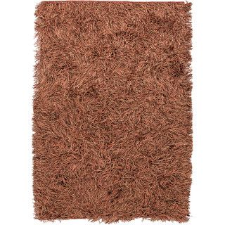 Handwoven Shags Solid Pattern Brown Area Rug (5 X 8)