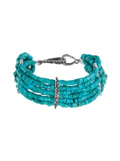 Multi Strand Turquoise Bead & Silver Bracelet by Lauren Wolf Jewelry