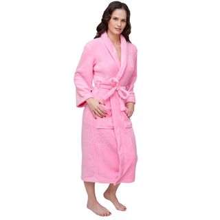 Wrapped In A Cloud Pink Womens Signature Plush Marshmallow Bathrobe Pink Size S (4  6)