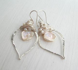 keshi pearl leaf hoop earrings by sarah hickey