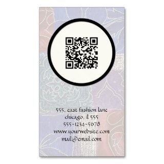 QR Code Patchwork Flowers Blue Red Purple Business Cards