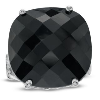20.0mm Cushion Cut Onyx Rope Ring in Sterling Silver   Zales