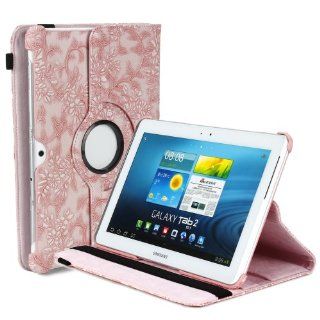 Century Accessory Rotating Leather Case For Samsung Galaxy Tab 2 P5100 (10.1 inch, Grape   Pink) Computers & Accessories