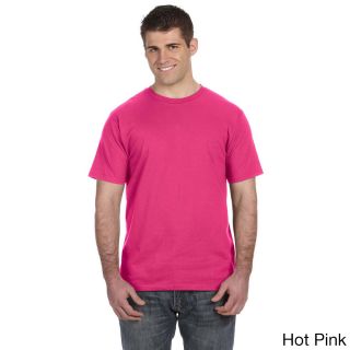 Anvil Mens Ringspun Solid Color Short Sleeve Cotton T shirt Pink Size XXL