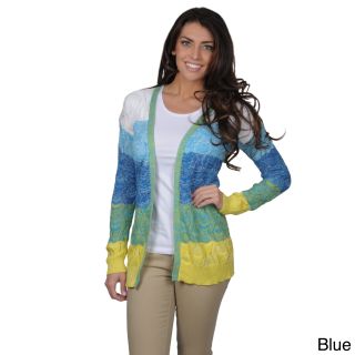 Spense Knits Womens Multi color Long Sleeve Open Front Cardigan