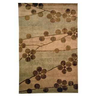 Safavieh Hand knotted Tibetan Beige Wool/ Silk Floral pattern Rug (6 X 9)