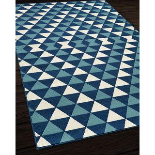 Indoor/outdoor Blue Kaleidoscope Area Rug (53 X 76)