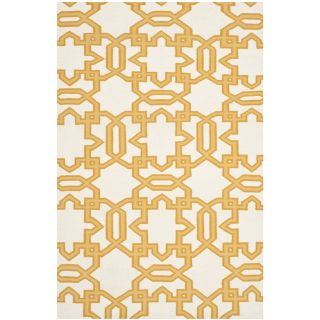 Safavieh Handwoven Yellow lattice Moroccan Dhurrie Ivory Wool Rug (3 X 5)