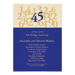45th Sapphire Wedding Anniversary Invitation