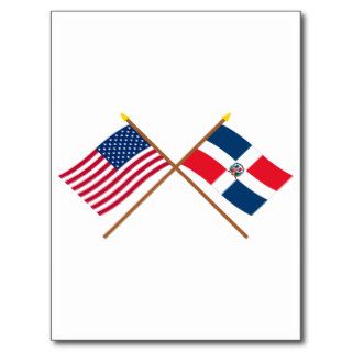 US and Dominican Republic Crossed Flags Post Card