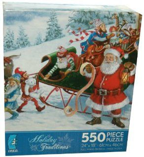 Holiday Traditions 550 Piece Jigsaw Puzzle   Santa & the Elves (2366 4) Toys & Games