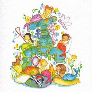 mermaids heaven blank birthday card by pippins gift company
