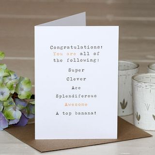 'congratulations' greetings card by slice of pie designs