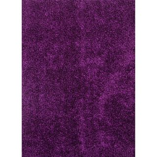 Hand woven Shags Solid Pattern Purple Rug (2 X 3)