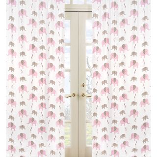 Pink Mod Elephant 84 inch Curtain Panel Pair