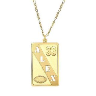 Personalized Football Pendant in 10K Gold (2 Numbers & 8 Characters
