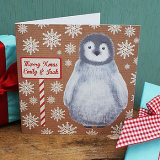 personalised penguin christmas card by sparks living