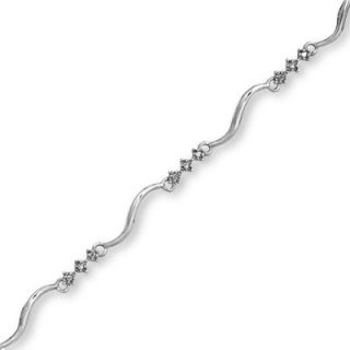 Diamond Accent Triple Diamond Link Bracelet in 10K White Gold   7.5