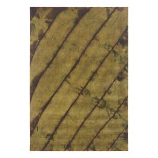 Hand loomed Green Abstract Pattern Wool Rug (56 X 76)