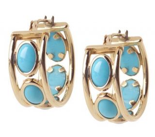 Turquoise Hoop Earrings 14K Gold —