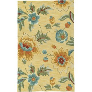 Hand hooked Yellow Floral Area Rug (5 X 79)