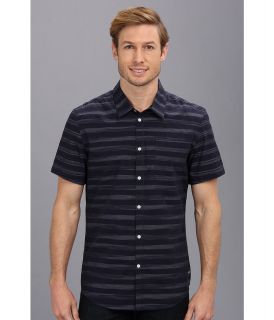 Calvin Klein Jeans S/S Horizon Stripe Mens Short Sleeve Button Up (Navy)