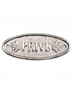 6" Nickel plate Silver Rectangular French Private "PRIVE" Door Plaque Wall Sign  