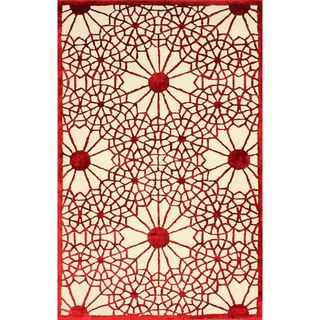 Nuloom Handmade Modern Woolen Viscose Stardum Red Rug (7 6 X 9 6)