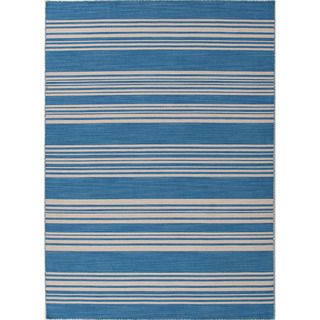 Handmade Flat Weave Stripe Pattern Durable Blue Rug (2 X 3)