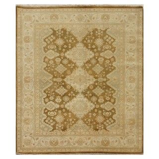 Hand knotted Beige/ Brown Oriental Pattern Wool Rug (8 X 10)