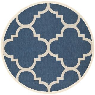 Safavieh Courtyard Navy/beige Indoo/outdoor Contemporary Geometric Pattern Rug (67 Round)