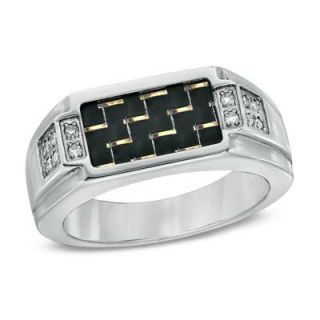 Mens Shaquille ONeal Carbon Fiber and Diamond Accent Ring in